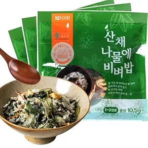Korean Food Chwinamul Bibimbap Kit – 3-Pack Dried Wild Greens & Mushroom Mix (Chwinamul/Aster Leaf Herb, Bujikkaengi, Shiitake) – Vegan, Healthy, Ready-to-Cook, 취나물 비빔밥, 산나물, 건나물